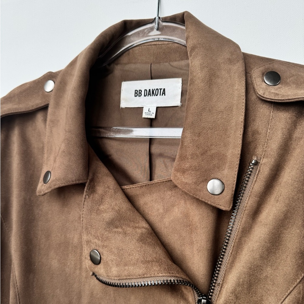BB‎ Dakota Women's Not Your Baby Heavy Faux Suede Moto Jacket, Size L